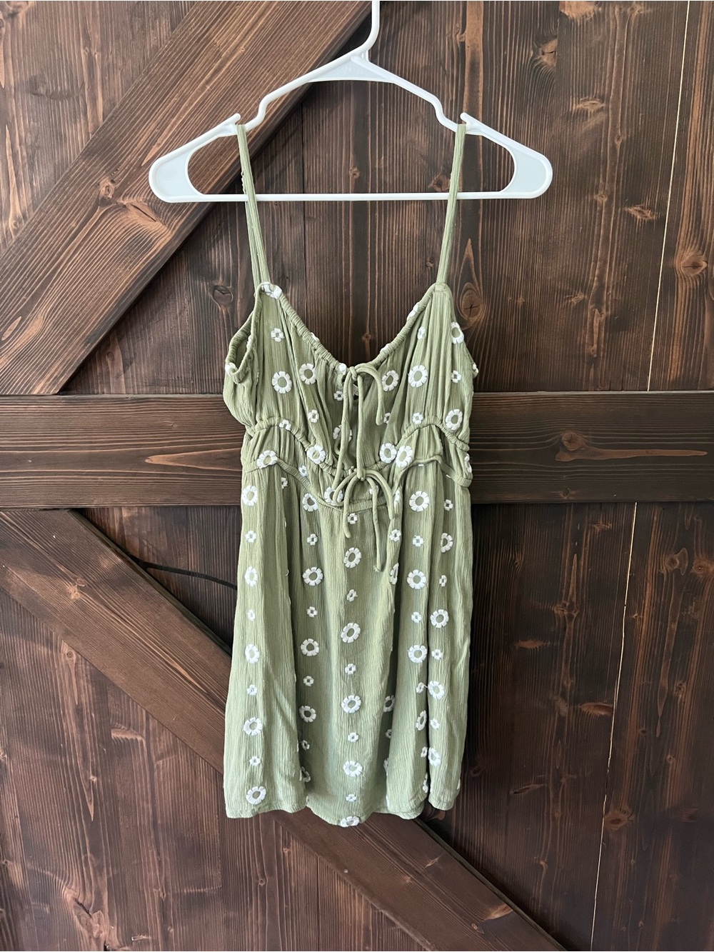 O’Neill Sage Green Floral Tie Front Mini Dress Size Large